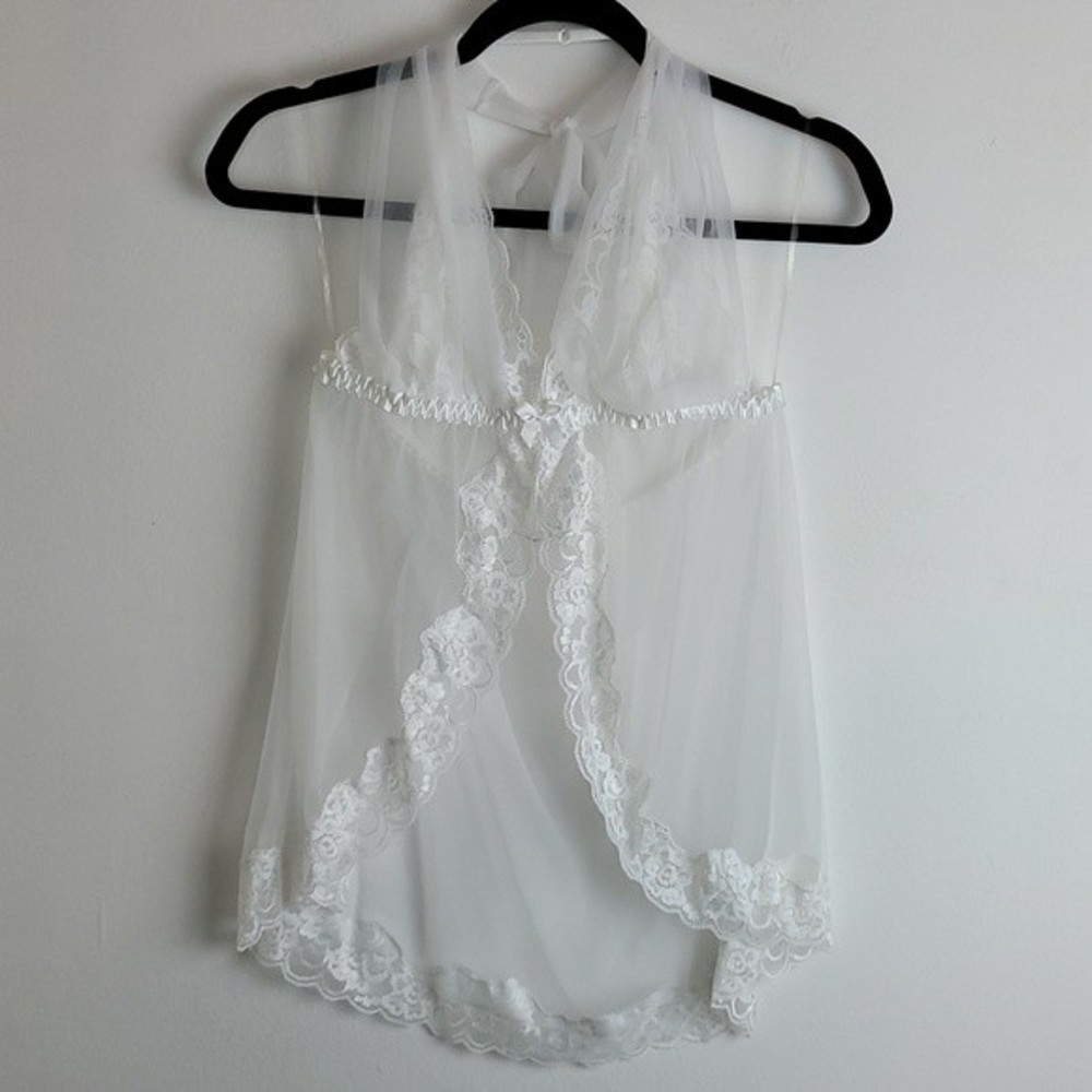 Fredericks of Hollywood White Lace Baby Doll Top
